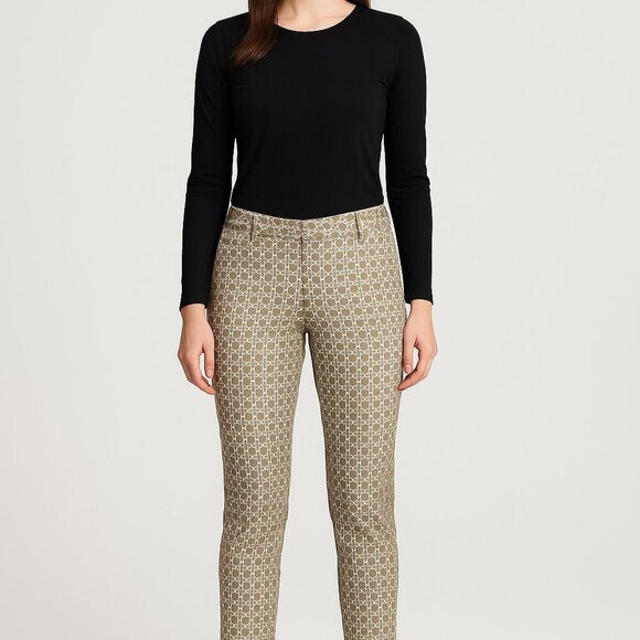 Banana Republic Brown Lattice Print Slim Fit Ankle Pants Size 4 Cotton - Picture 1 of 7